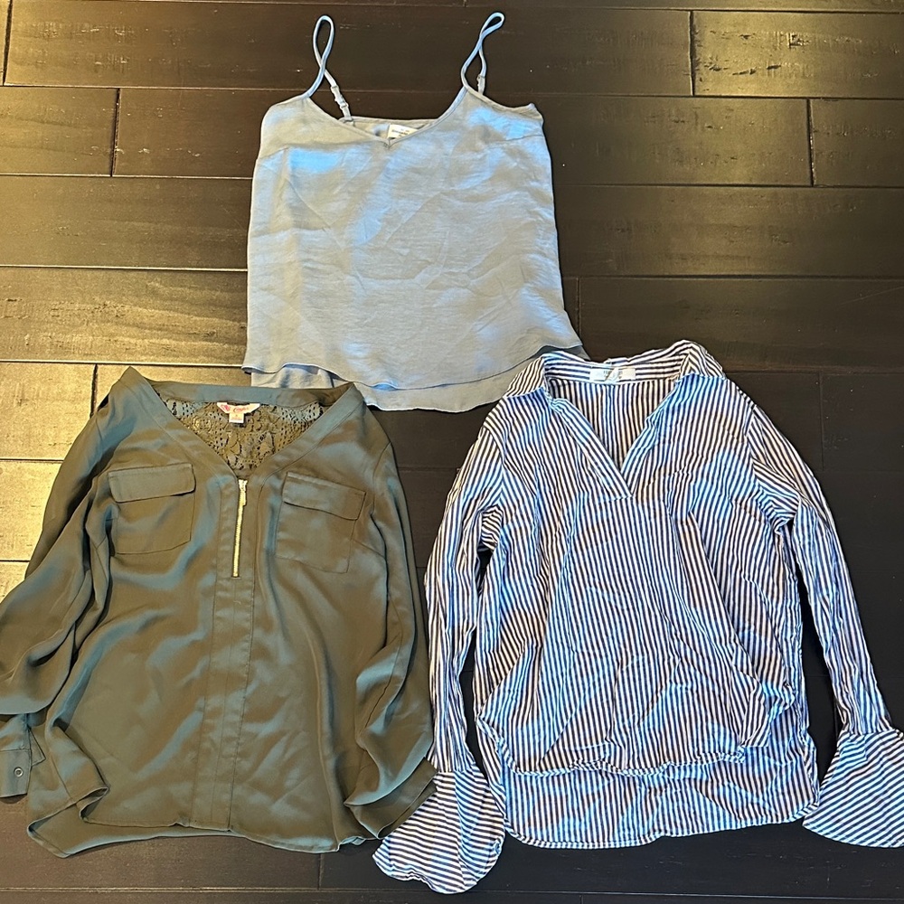 Stylish Women's Business Casual Tops Set - Blue, Green, and Striped